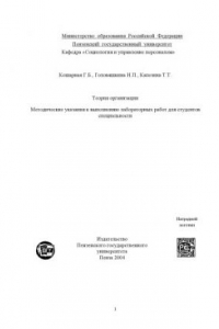 Книга Теория организации: Методические указания к выполнению лабораторных работ