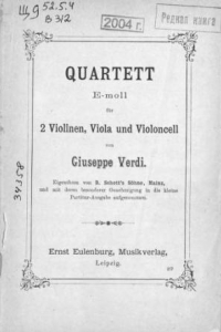 Книга Quartett fur 2 Violinen, Viola und Violoncell v. G. Verdi. E-moll