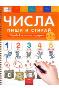 Книга Числа. Пиши и стирай. Тетрадь для письма маркером для детей 4-5-6 лет. ФГОС ДО