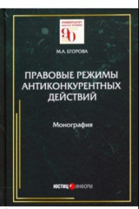 Книга Правовые режимы антиконкурентных действий. Монография