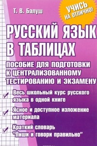 Книга Русский язык в таблицах. Пособие для подготовки к централизованному тестированию и экзамену