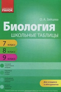 Книга Биология. Школьные таблицы. 7-9 классы